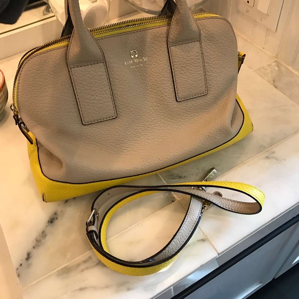 Kate Spade beige and yellow satchel handbag - Picture 5 of 6